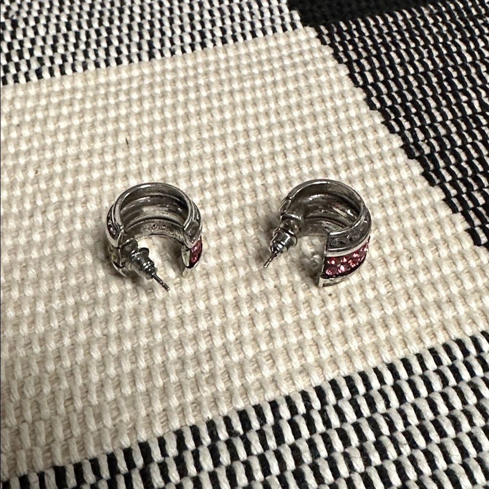 Brighton great shape Crystal Voyage rare multi color pink green huggie earrings - Picture 3 of 5